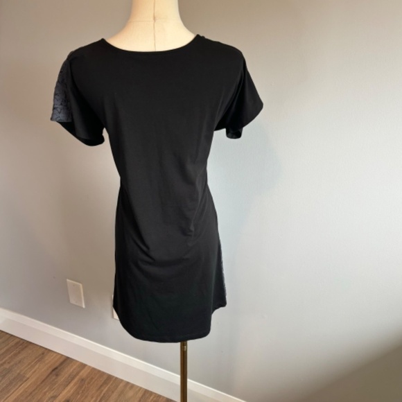 Kensie, Women's T-shirt Dress, Black with a Grey Lace Bow, SZ M - Picture 6 of 9